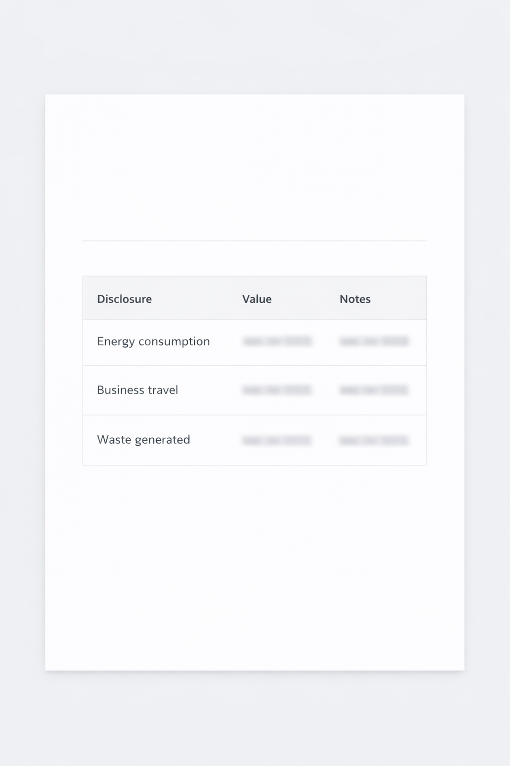PDF metrics table preview